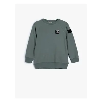 Koton Sweatshirt Pocket Detailed Crew Neck Long Sleeve Cotton Raised