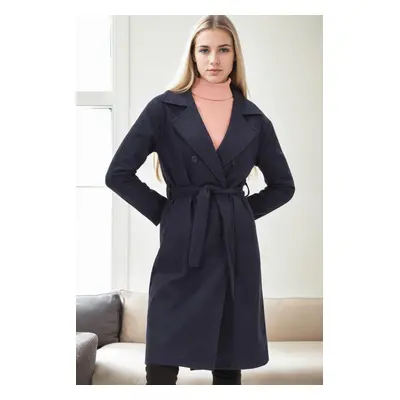 Z6765 DEWBERRY WOMEN'S COAT-NAVY BLUE-2