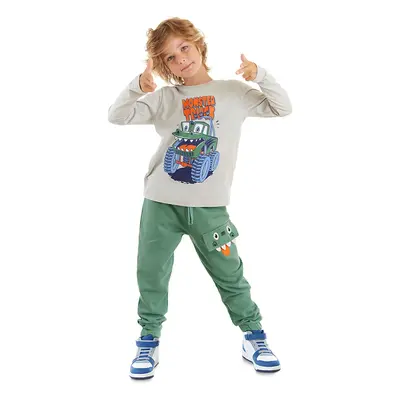 Denokids Monster Truck Boy's Pocket Detailed T-shirt Trousers Set