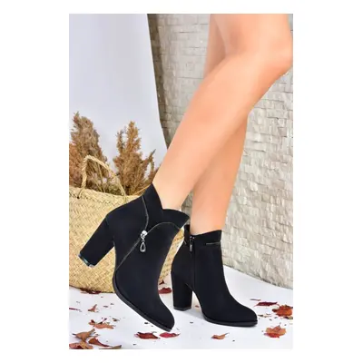 Fox Shoes Women's Black Thick High Heeled Boots