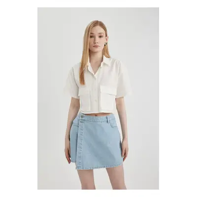 DEFACTO Cool Oversize Wide Fit Poplin Short Sleeve Shirt