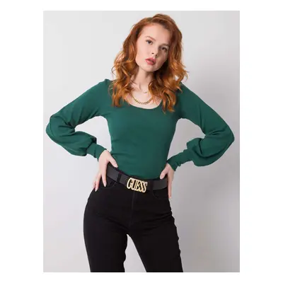 RUE PARIS Dark green cotton blouse