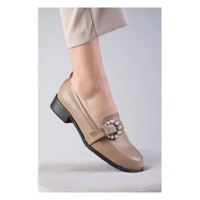 Mio Gusto Mink Color Pearl Buckle Women's Daily Flat Oxford Shoes