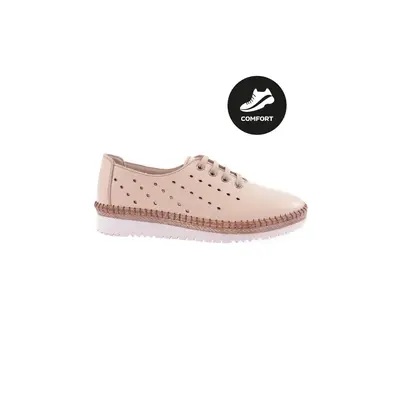 DGN P57-23y Women's Lace-Up Casual Shoes Genuine Leather Beige