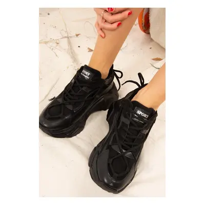 Fox Shoes Black Thick Soled Women's Sneakers J82022209