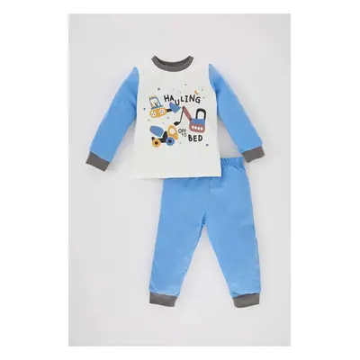 DEFACTO Baby Boy Vehicle Printed Long Sleeve 2-Piece Pajama Set