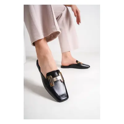 Capone Outfitters Capone Black Women's Slippers with Metallic Accessories.