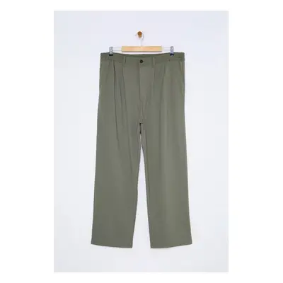 Trendyol Plus Size Khaki Loose Wideleg Fabric Trousers