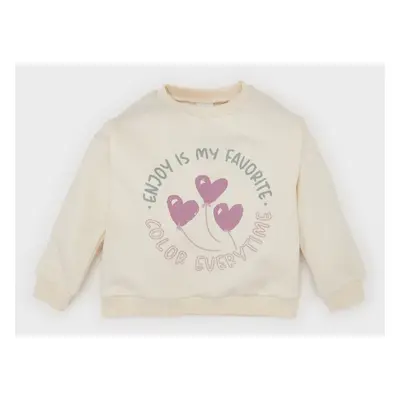 DEFACTO Baby Girl Crew Neck Printed Sweatshirt