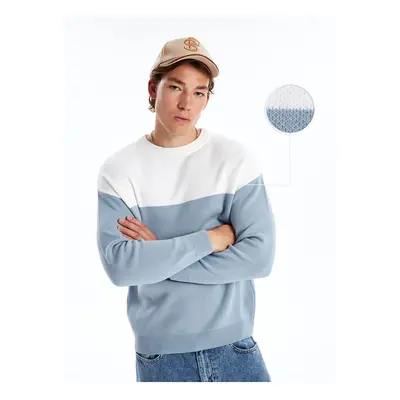 LC Waikiki Crew Neck Long Sleeve Color Block Men's Knitwear Sweater