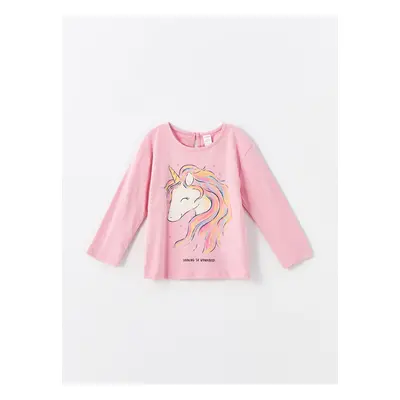 LC Waikiki LCW Crew Neck Long Sleeve Printed Baby Girl T-Shirt