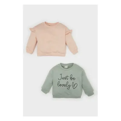 DEFACTO Baby Girl Crew Neck Printed 2-Pack Sweatshirt