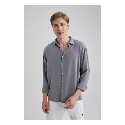 DEFACTO Regular Fit Linen Long Sleeve Shirt