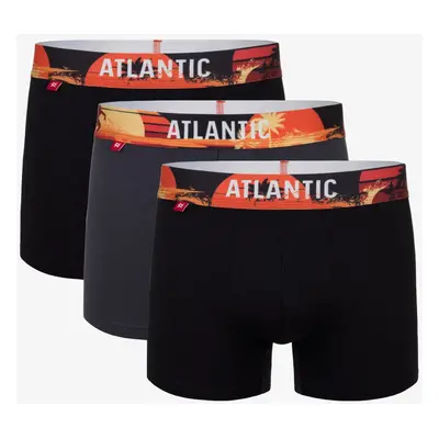 Pánské sportovní boxerky ATLANTIC 3Pack - šedé/černé