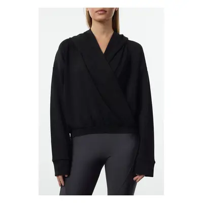 Trendyol Black Soft Hooded Knitted Sports Sweatshirt