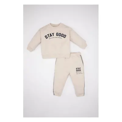 DEFACTO Baby Boy Printed Sweatshirt Sweatpants 2-Piece Set