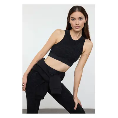 Trendyol Black Washed Seamless/Seamless Ribbed and Lightly Supported Knitted Sports Bra