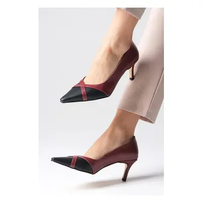 Mio Gusto Felice Claret Red Black Color Blunt Pointed Toe Women's High Heel Shoes