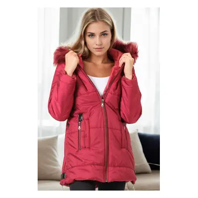 Z6668 DEWBERRY WOMEN'S COAT-BURGUNDY-1