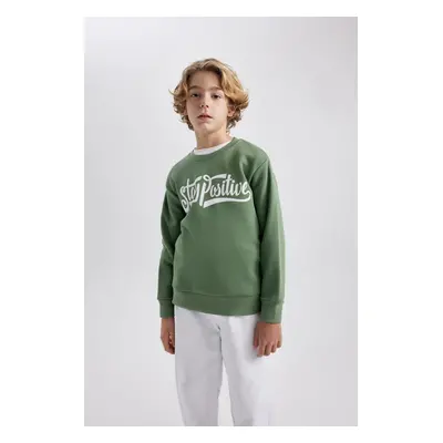 DEFACTO Boy&#39;s Crew Neck Printed Thick Sweatshirt