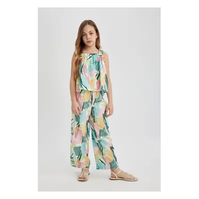 DEFACTO Girl's Wide Leg Wide Leg Patterned Trousers