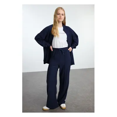 Trendyol Navy Blue Oversize Textured Tracksuit