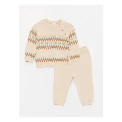 LC Waikiki Crew Neck Long Sleeve Patterned Baby Boy Knitwear Sweater and Trousers 2-Pack