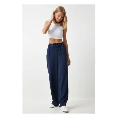 Happiness İstanbul Women's Navy Blue Wide Leg Tracksuit Trousers