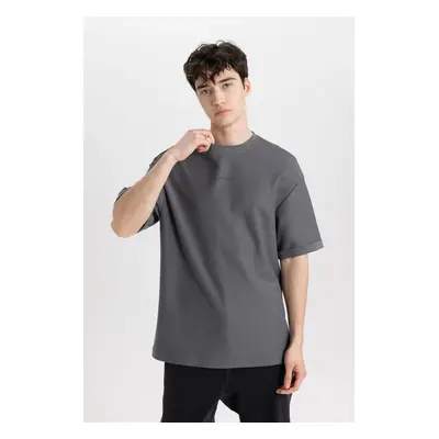 DEFACTO Comfort Fit Crew Neck Printed Short Sleeve Heavy Fabric T-Shirt