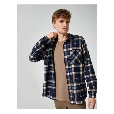 Koton Lumberjack Shirt Applique Pocket Detailed Classic Collar Long Sleeve