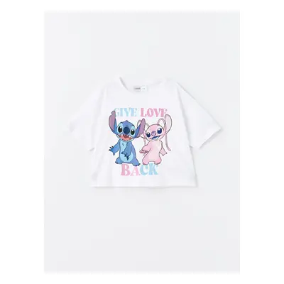 LC Waikiki Girls' Crew Neck Lilo and Stitch Printed Short Sleeve T-Shirt