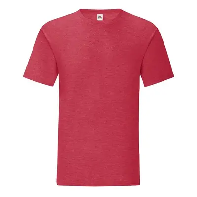 Red men's t-shirt in combed cotton Iconic with Fruit of the Loom sleeve