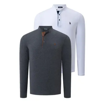 DOUBLE SET V4009 DEWBERRY MEN'S SWEATSHIRT-WHITE-ANTHRACITE