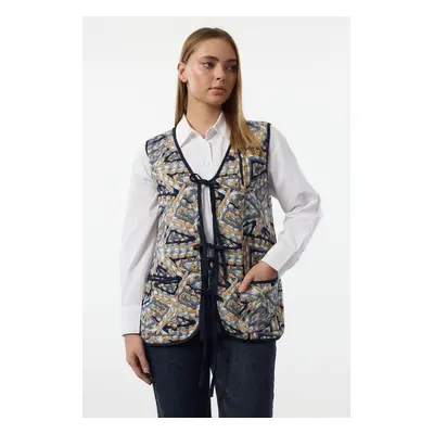 Trendyol Navy Blue Textured Oversize Vest