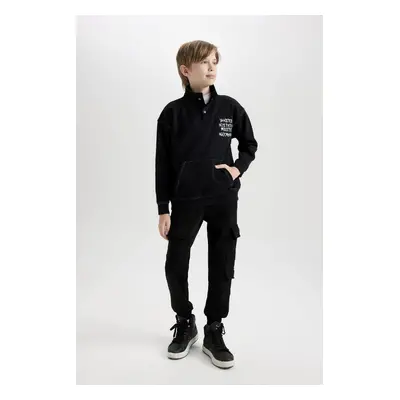 DEFACTO Boy Black Thick Waist Elastic Leg Pocket Jogger Sweatpants