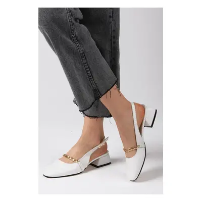 Mio Gusto Renata Women's Shoes in White with Open Back Short Heels.