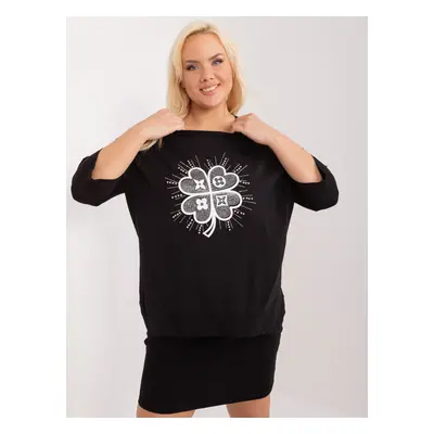 Černá dámská halenka plus size s 3/4 rukávem