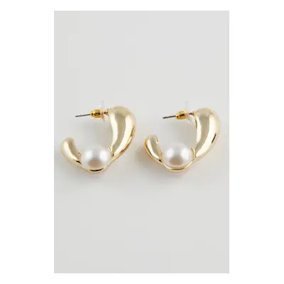 DEFACTO Women's Pearl Gold Earrings