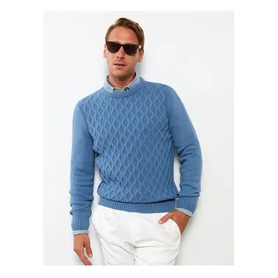 LC Waikiki Men's Crew Neck Long Sleeve Patterned Knitwear Sweater