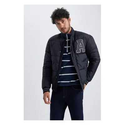 DEFACTO Water Repellent Light Bomber Jacket Oversize Wide Pattern College Collar Zippered Double