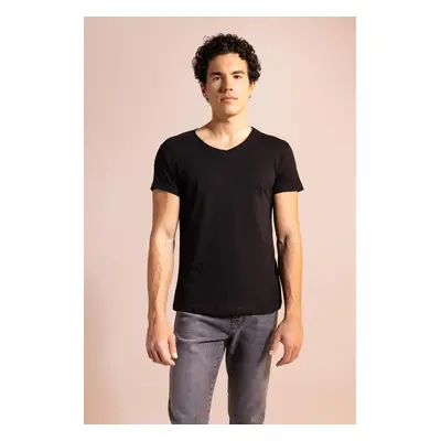 DEFACTO Slim Fit V Neck Short Sleeve Cotton T-Shirt