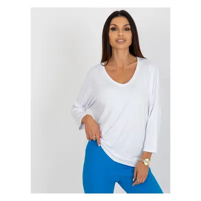 Bílá dámská basic halenka oversize střihu