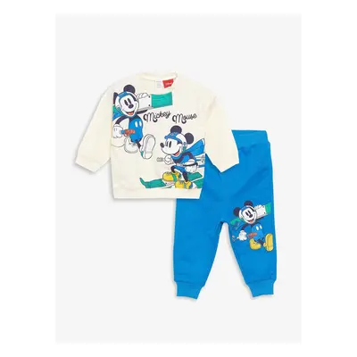 LC Waikiki Crew Neck Mickey Mouse Printed Baby Boy T-Shirt and Tracksuit Bottom 2-Piece Set