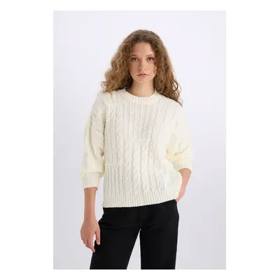 DEFACTO Coool Oversize Wide Pattern Crew Neck Knitwear Sweater