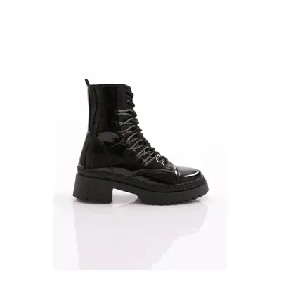 DGN K9075 Women's Lace-Up Silver Stone Lace-Up Boots.