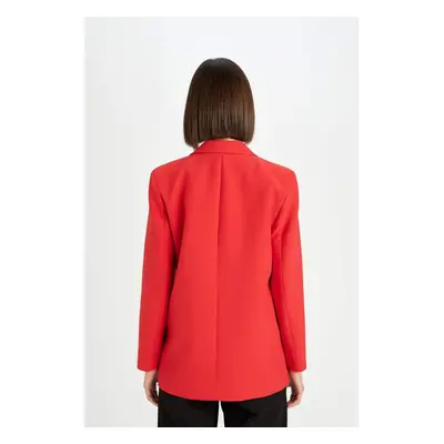 DEFACTO Oversize Wide Pattern Jacket Collar Buttoned Basic Plain Blazer Jacket