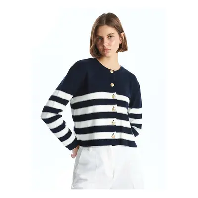 LC Waikiki LCW Vision Crew Neck Striped Long Sleeve Women's Knitwear Cardigan