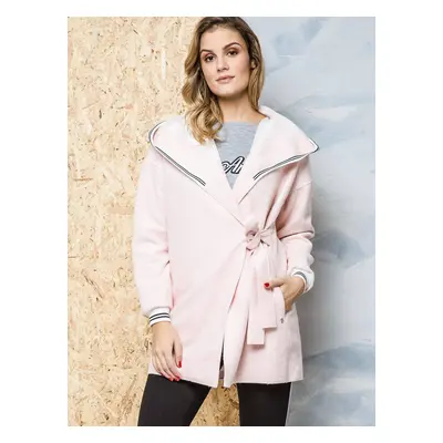 Lemonade coat decorated with white and black trimming pink