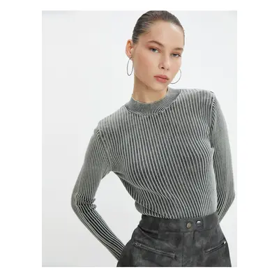 Koton Knitwear Sweater Washed Camisole Long Sleeve Round Neck