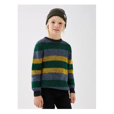 LC Waikiki Crew Neck Color Blocked Long Sleeve Boy's Knitwear Sweater